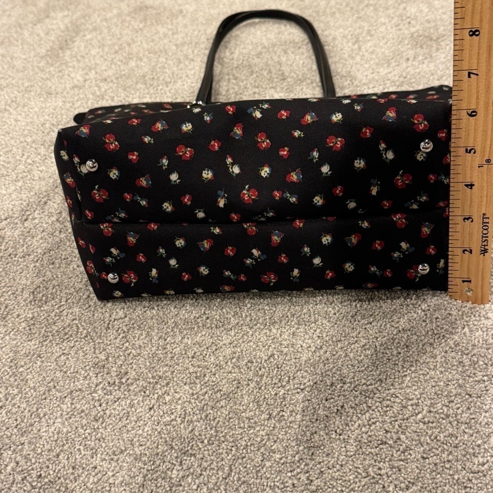 Lauren Ralph Lauren Black Floral Nylon Medium Keaton Tote EUC - Picture 12 of 12